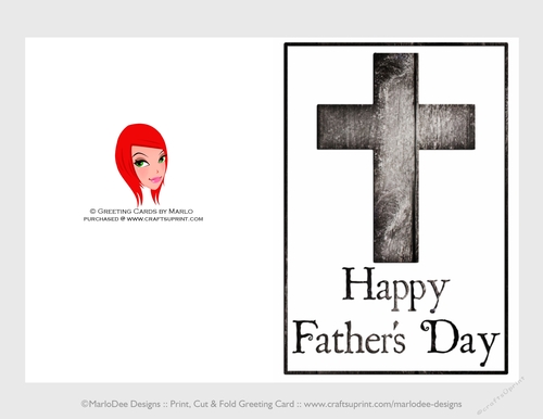 Grey Wooden Cross | Cut & Fold 5x7 Happy Fathers Day Card 