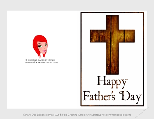 Dark Brown Wooden Cross | Cut & Fold 5x7 Happy Fathers Day Card 