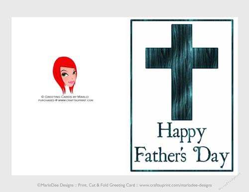 Blue Wooden Cross | Cut & Fold 5x7 Happy Fathers Day Card 