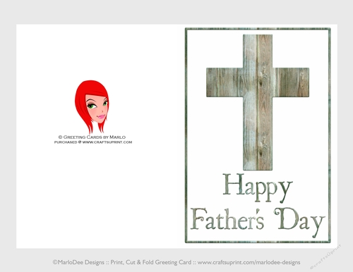 Light Blue Wooden Cross | Cut & Fold 5x7 Happy Fathers Day Card 