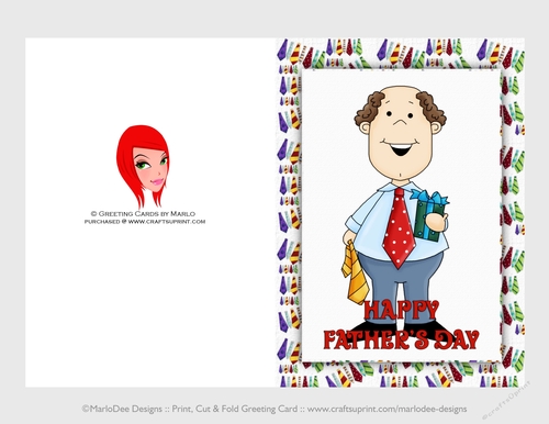 Silly Father with Neck Ties | Cut & Fold 5x7 Happy Fathers Day Card 1