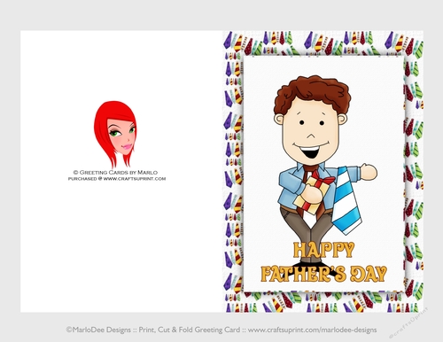 Silly Father with Neck Ties | Cut & Fold 5x7 Happy Fathers Day Card 2
