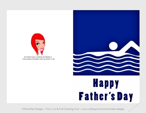 Swimmer | Cut & Fold 5x7 Happy Fathers Day Card