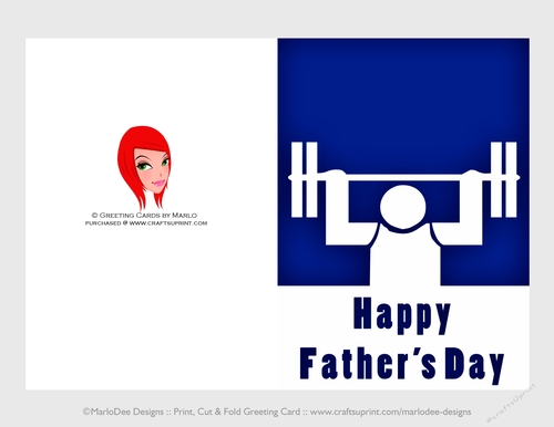 Weight Lifter | Cut & Fold 5x7 Happy Fathers Day Card