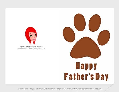 Brown Dog Paw Print | Cut & Fold 5x7 Happy Fathers Day Card