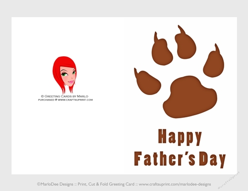 Brown Cat Paw Print | Cut & Fold 5x7 Happy Fathers Day Card