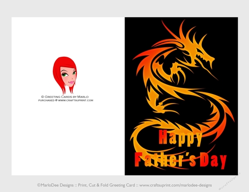 Fantasy Golden Dragon | Cut & Fold 5x7 Happy Fathers Day Card