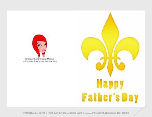 Golden Fleur de lis  | Cut & Fold 5x7 Happy Fathers Day Card