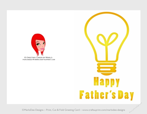 Golden Light Bulb  | Cut & Fold 5x7 Happy Fathers Day Card