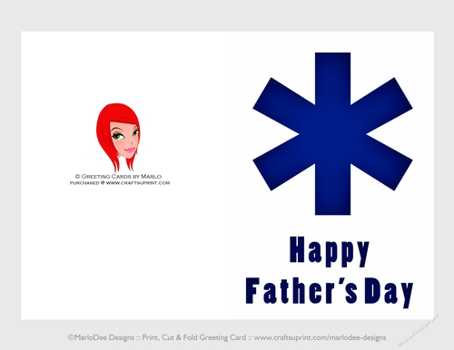 Blue Paramedic  | Cut & Fold 5x7 Happy Fathers Day Card
