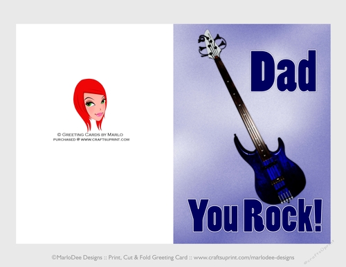 Dad You Rock Guitar | Cut & Fold 5x7 Fathers Day Card