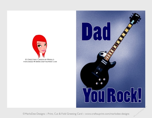 Dad You Rock Guitar | Cut & Fold 5x7 Fathers Day Card 2