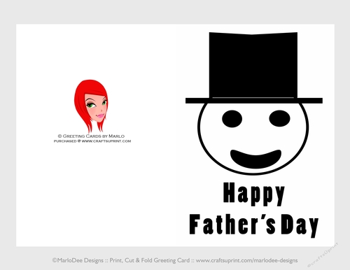Silly Smiley Face with Top Hat | Cut & Fold 5x7 Happy Fathers Day Card