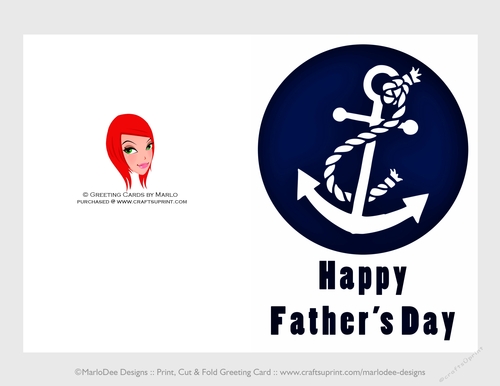 Nautical Anchor | Cut & Fold 5x7 Happy Fathers Day Card 3