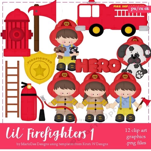 Lil Firefighters {fireman} Clip Art Graphics