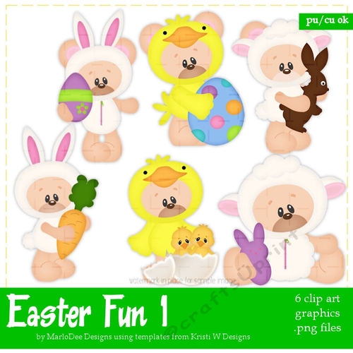 Easter Fun - Marshmallow Teddy Bear Clip Art Graphics