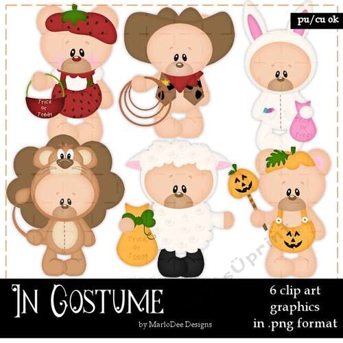 In Costume - Marshmallow Teddy Bear Clip Art Graphics