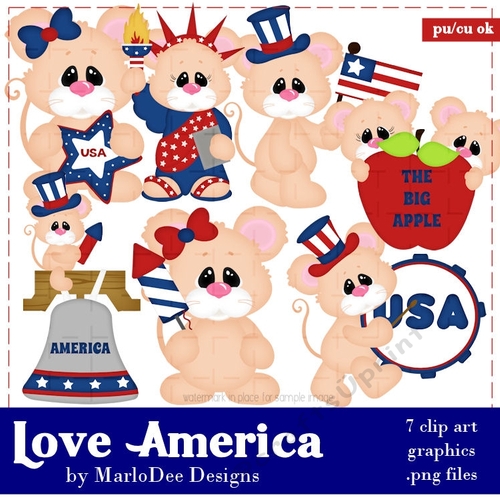Love America - Mice Clip Art Graphics