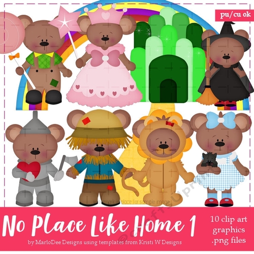 No Place Like Home - Teddy Bear Clip Art Graphics