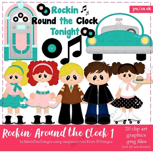 Rockin Around the Clock 1 - Children Clip Art Graphics