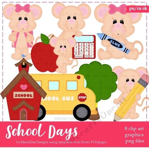 School Days - Mice Clip Art Graphics