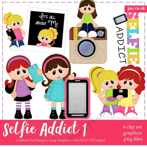 Selfie Addict 1 - Girls Clip Art Graphics