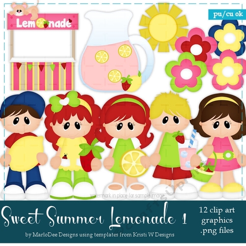Sweet Summer Lemonade 1 - Children Clip Art Graphics