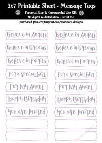 Purple & Blue Mixed Captions | Printable 5x7 Sentiment Sheet