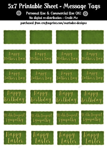 Green Mixed Captions | Printable 5x7 Sentiment Sheet