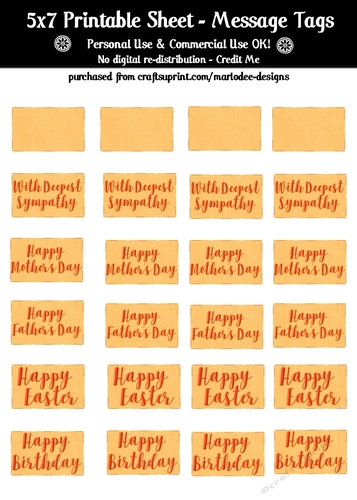 Orange Mixed Captions | Printable 5x7 Sentiment Sheet
