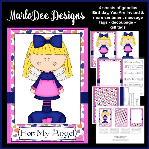 Cute Angel Girl 5 - Mini Card Kit with Mixed Sentiments