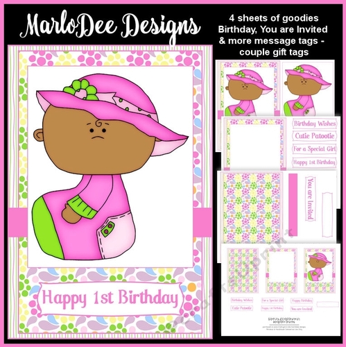 Baby Girl 2 - Ethnic Skin - Mini Card Kit with Mixed Sentiments