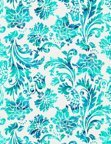 Dark Blue Watercolors - Damask Floral Design A4 Size Backing Paper