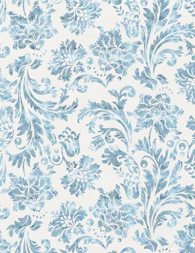Pastel Blue Watercolor - Damask Floral Design A4 Size Backing Paper
