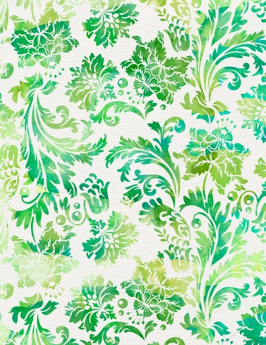 Yellow & Green Watercolors - Damask Floral Design A4 Size Backing Paper