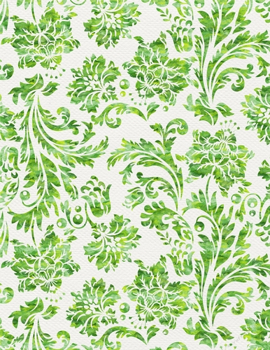 Yellow & Green Watercolors 2 - Damask Floral Design A4 Size Backing Paper