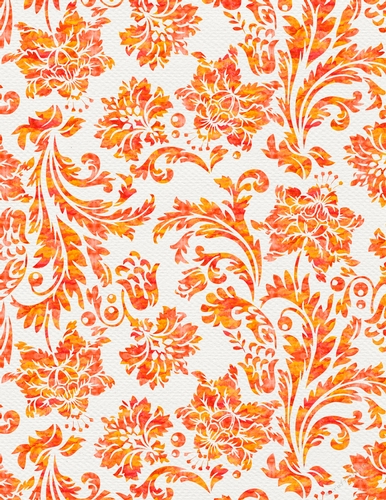 Tropical Sunset Watercolors - Damask Floral Design A4 Size Backing Paper