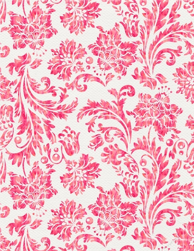 Light Pink Watercolors - Damask Floral Design A4 Size Backing Paper