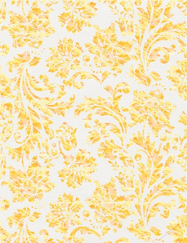 Light Yellow Watercolor - Damask Floral Design A4 Size Backing Paper