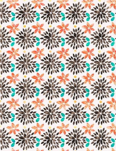 Brown, Orange & Blue Watercolors - Dahlia Flowers Design 1 A4 Size Backing Paper
