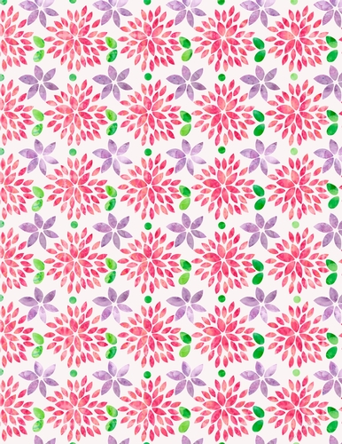 Pink, Purple & Green Watercolors - Dahlia Flowers Design 1 A4 Size Backing Paper