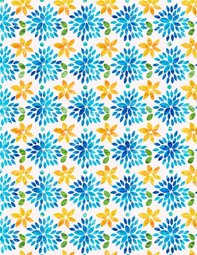 Blue, Golden & Green Watercolors - Dahlia Flowers Design 1 A4 Size Backing Paper