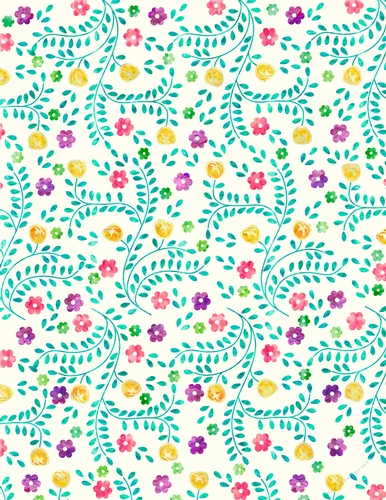 Mix Colors Watercolors - Flowers & Vines Design A4 Size Backing Paper