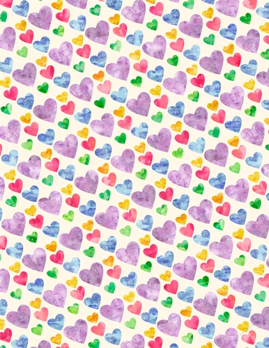 Mix Colors Watercolors - Hearts Design 1 A4 Size Backing Paper