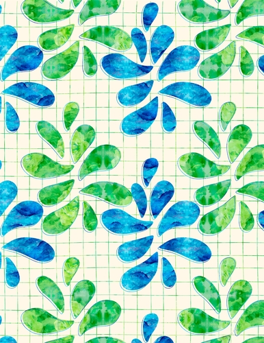 Blue & Green Watercolors - Water Drops Design A4 Size Backing Paper