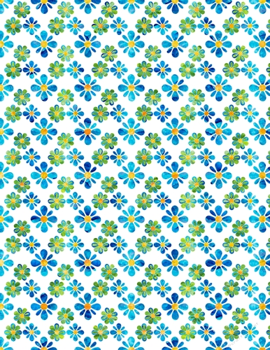 Blue & Green Watercolors - Flower Design 1 A4 Size Backing Paper