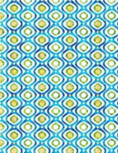 Green, Blue & Yellow Watercolors - Retro Circles Design 1 A4 Size Backing Paper