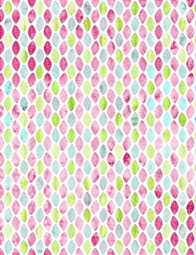 Pink, Green & Blue Watercolors - Modern Leaves Design A4 Size Backing Paper