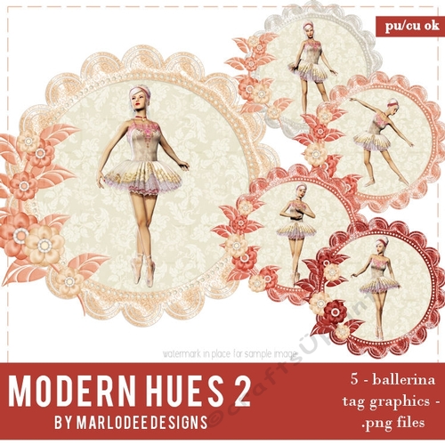Modern Hues 2 - Ballerina Tags with Flowers