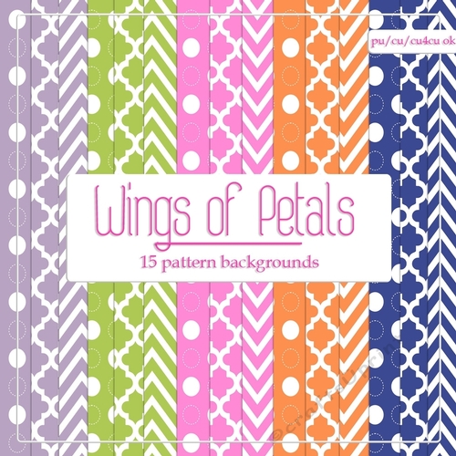Wings of Petals - Scrapbook Size Patterns Backgrounds